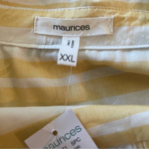 NWT Maurices long sleeve button down blouse light yellow striped Women's XXL - Picture 5 of 10